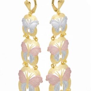 Monarca butterflies three colors 18k of gold plated